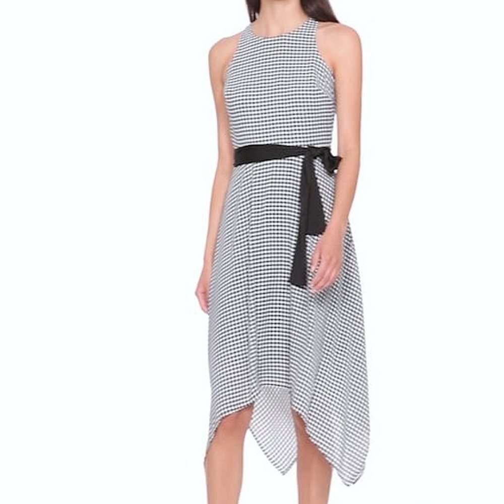Banana Republic gingham black and white midi dress